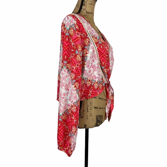 Altar’d State Boho Hippie Tie Crop Top Large - Picture 3 of 10